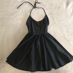 Black halter top baby doll dress